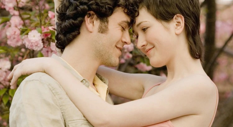 couple in flowery garden